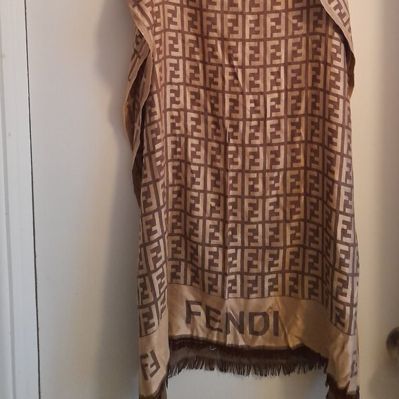 Fendi wool & silk Monogram Scarf/Shawl/Wrap. - Picture 3 of 12